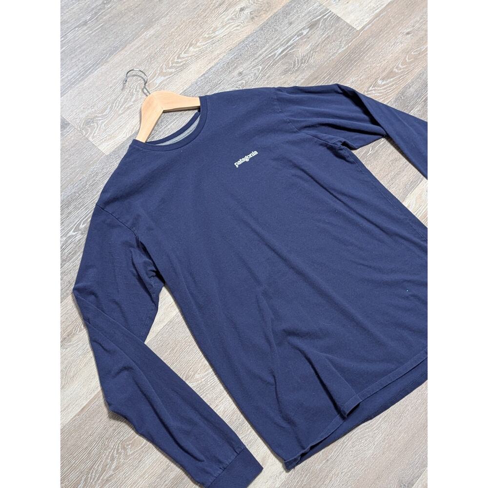 Patagonia P-6 Logo Responsibili-Tee Long Sleeve Shirt Navy Blue Mens Large L